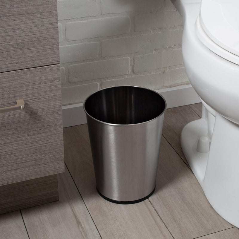 Bath Bliss 5 Liter Small Wastebasket | Round Open Top | Trash Can | Bathroom | Bedroom | Kitchen | Office | Dorm | Disposal Waste Bin | Garbage | Stainless Steel - Image 2